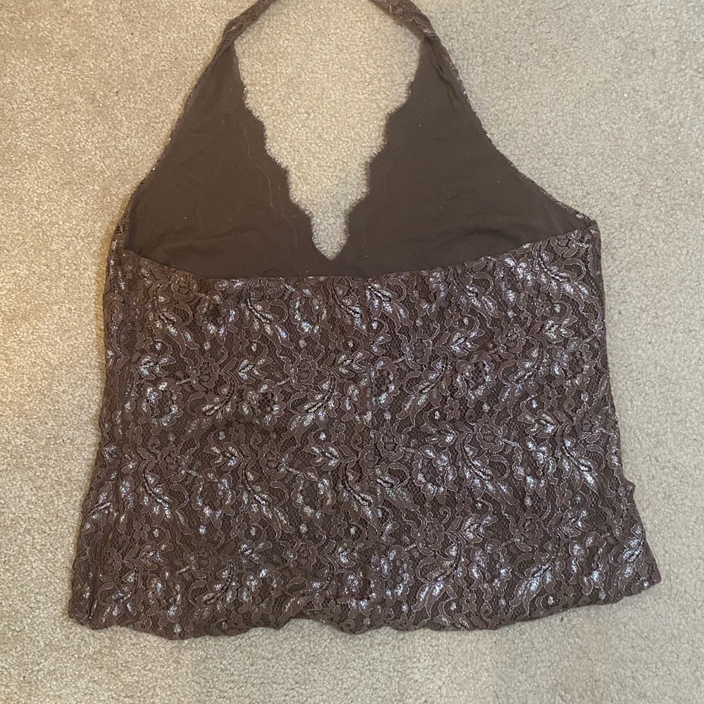 Victoria's Secret Moda International Chocolate Brown Lace Halter Top - XL - Picture 4 of 6